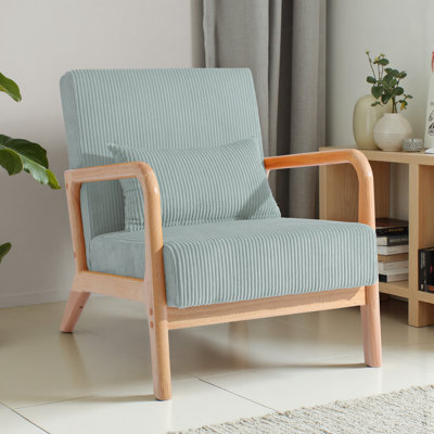 Chaise d'appoint rembourrée en velours côtelé bleu clair Jyrin