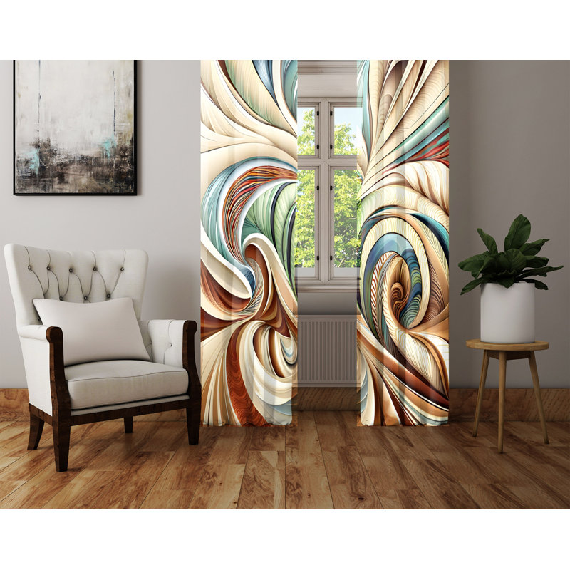 Paire de rideaux semi-transparents en polyester Aidenas, L 40 po x L 61 po