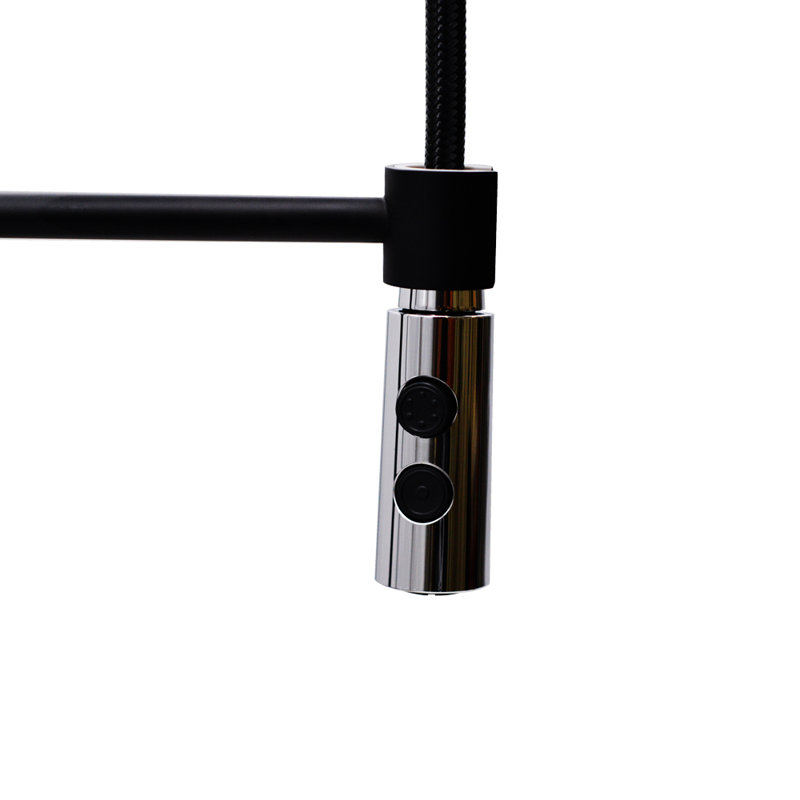 Westbrass Pull Down Spray Kitchen Faucet, Matte Black/Polished Chrome