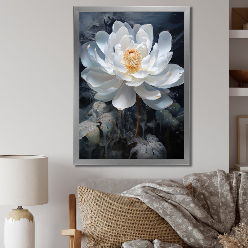 «Wareef White Flower Delicate Intricacy I», reproduction, Cadre photo argenté, H 32 po x l 24 po x P 1 po