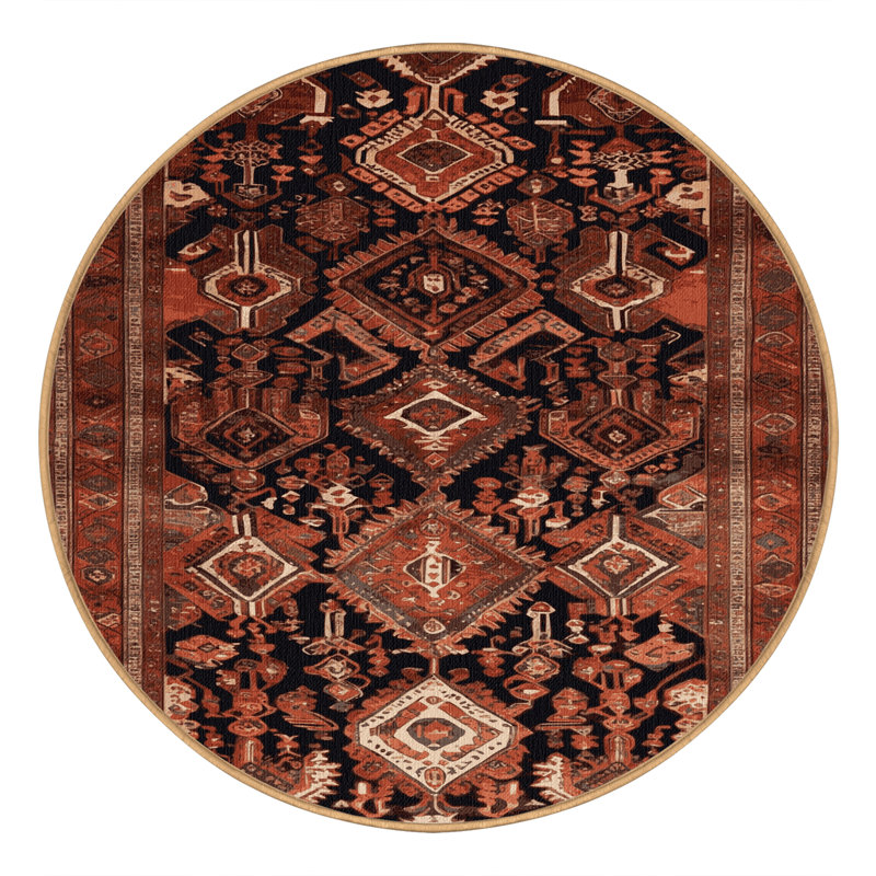 Tapis brun lavable à la machine, Rond 4 pi
