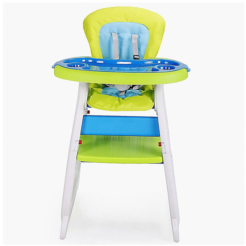 Table de salle à manger multifonctionnelle réglable pour bébé et tout-petit avec plateau d'alimentation et boucle de sécurité à 5 points, jaune