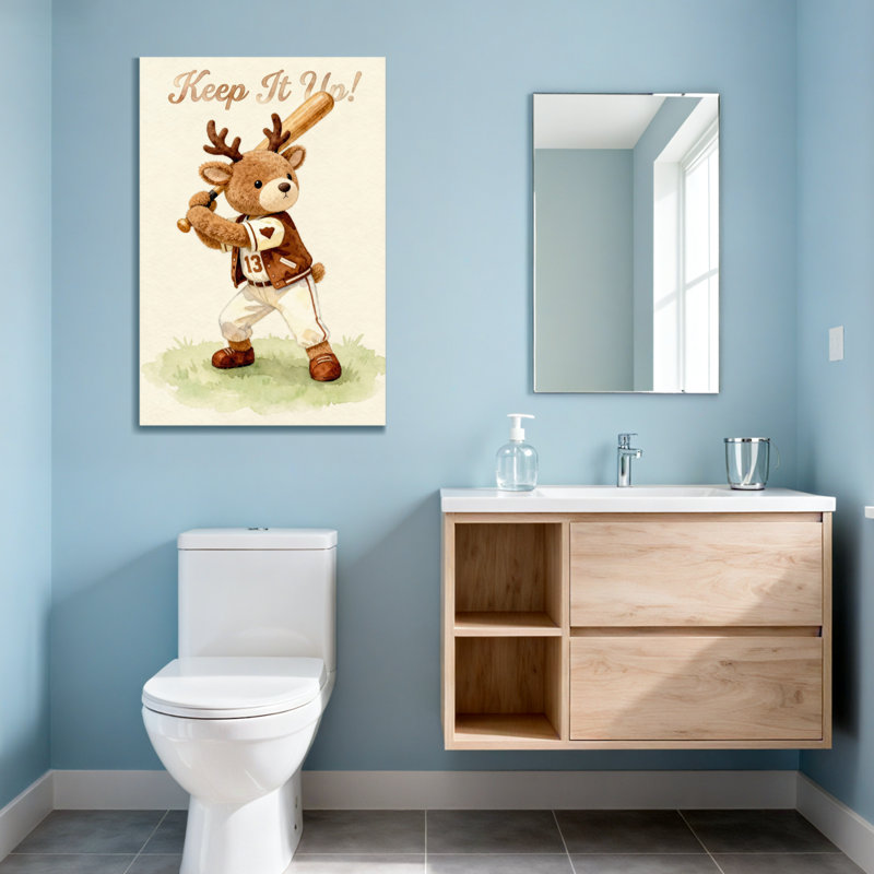 Animals Keep It Up Deer Baseball Player, 24" H x 16" W