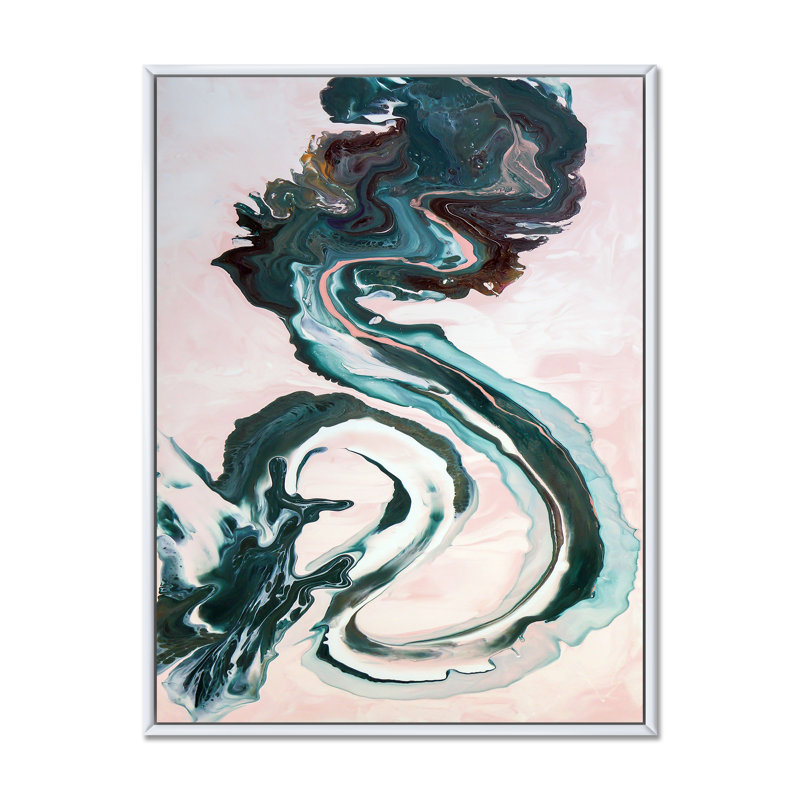 «Luxury Emerald River», art sur toile, L 30 po x H 40 po, Toile à cadre flottant blanc