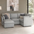 Modular 3-Seater Sectional With Storage Ottoman, Living Room Furniture
