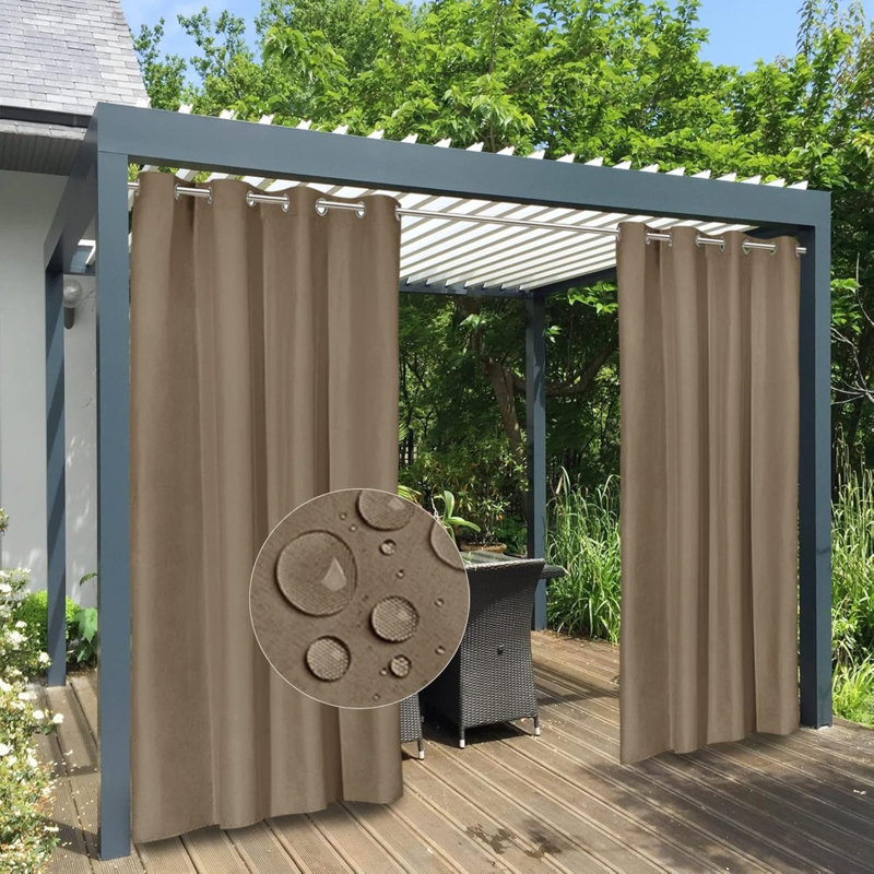 Outdoor Curtains Windproof Weatherproof Porch Curtains Premium Thick Outdoor Privacy Grommet Top Panels For Patio  Gazebo And Pergola  2 Panels