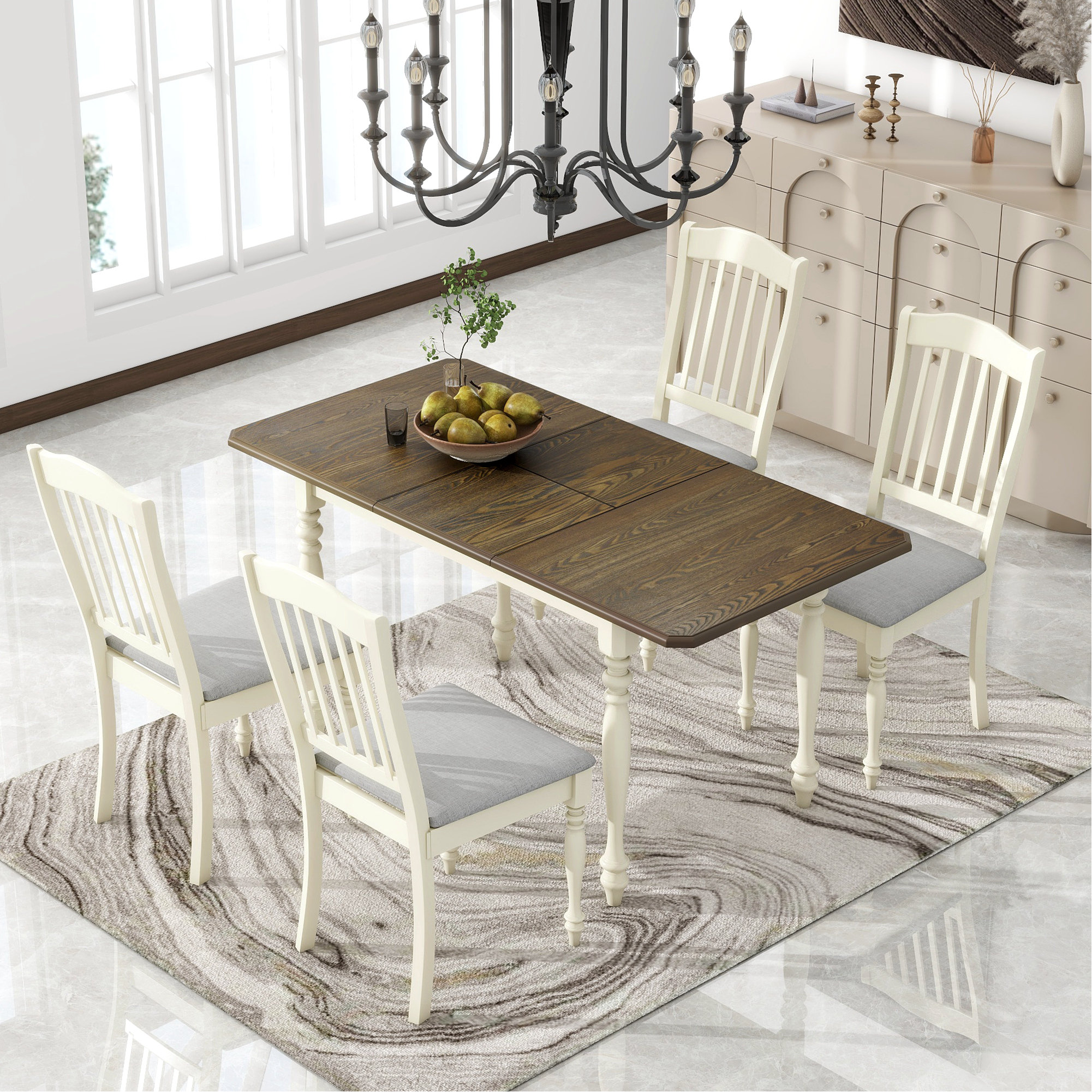 Padiham 5 piece extendable solid wood dining set hot sale