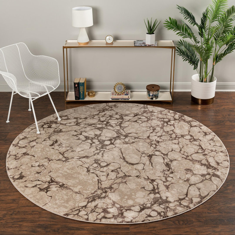 Kennebec Abstract Indoor Rug, Round 4'