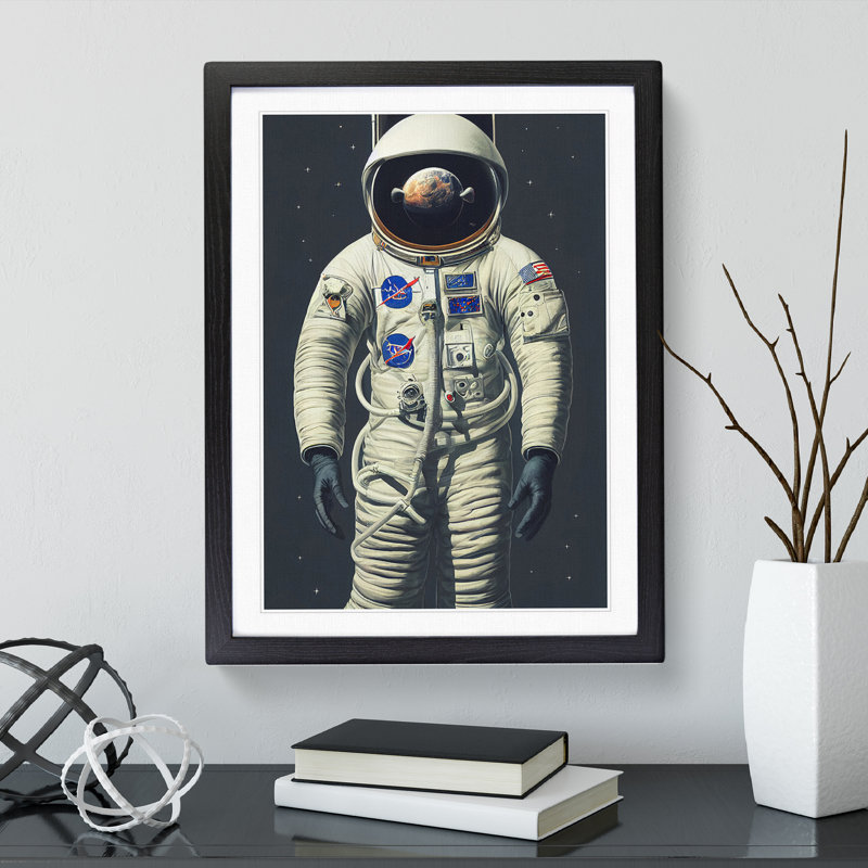 Wonderful Astronaut - Single Picture Frame Print, 64cm H x 46cm W x 2cm D, Black Framed