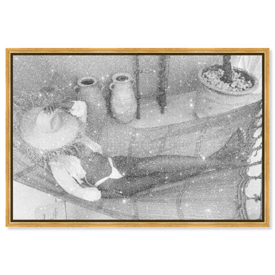 Andrea Sleeping Gray Canvas Fashion Print by Oliver Gal