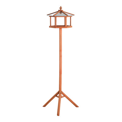 Jairo Wood Freestanding Hopper Bird Feeder