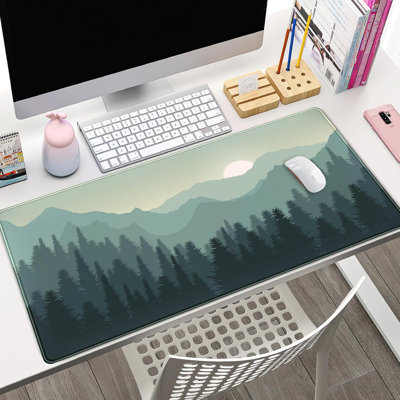 Forest Desk Mat Green Nature Large Mouse Pad XXL 35.54''X 15.7'' Landscape Aesthetic Desk Pad Gaming Mousepad Big Keyboard Mouse Mat for Laptop Computer Office Decor
