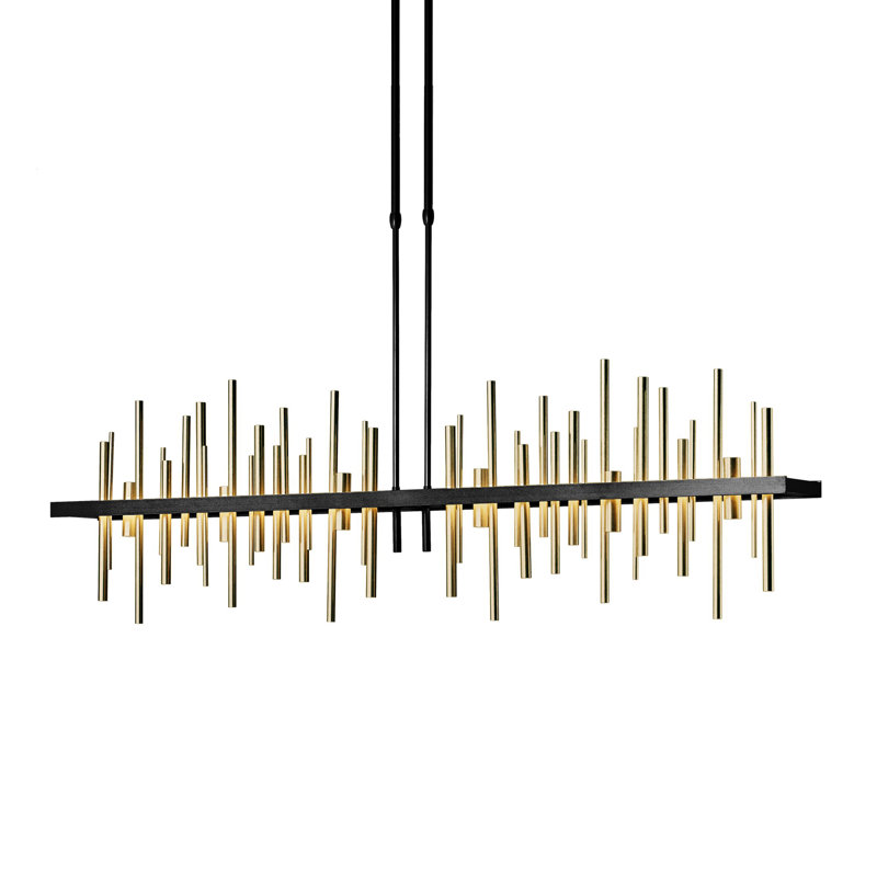Cityscape Large LED Pendant - Black Finish - Soft Gold Accent, Black, Gold