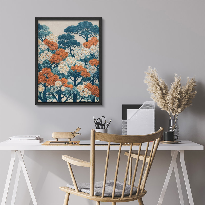 Abstract Forest Pattern Framed Wall Art Prints - Modern Botanical Decor for Living Room Bedroom, H 10 po x l 8 po, Noir