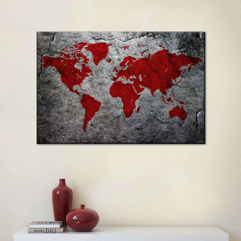 «World Map Boulder World Map», reproduction sur toile, H 26 po x l 39 po x P 1,25 po
