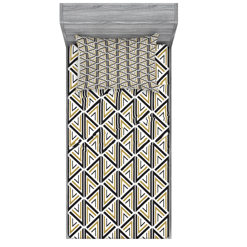 Microfiber Geometric Sheet Set, Twin Sheet Set with 1 Pillowcase