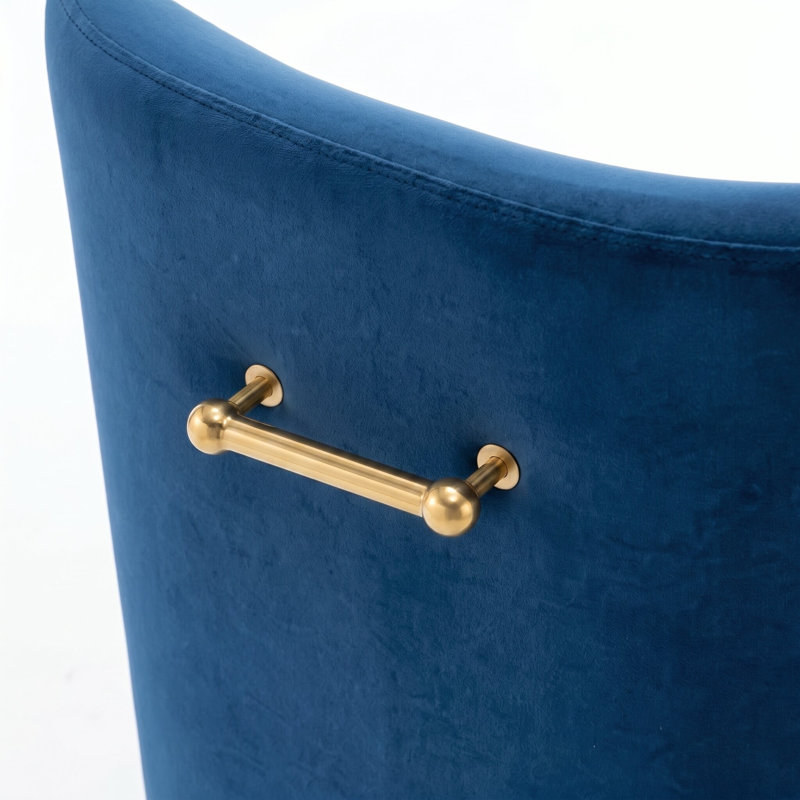 Chaise de salle à manger en velours Ankitha, Bleu marine