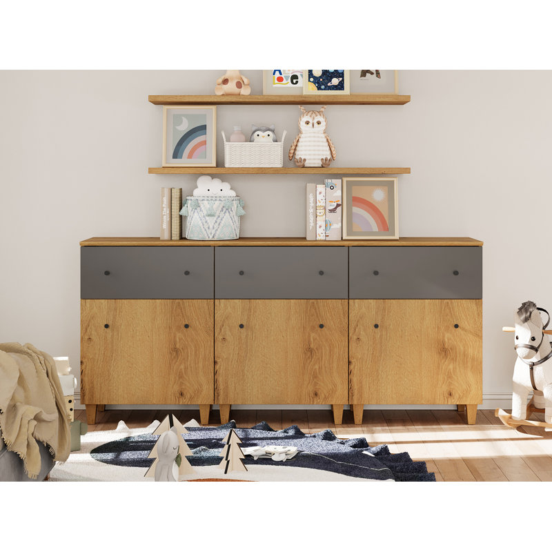 Commode 3 tiroirs Cabriano, Brun