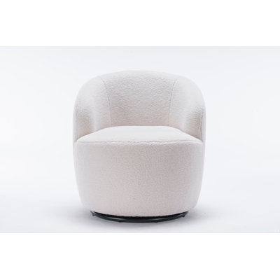 Swivel Accent Armchair Barrel Chair With Powder Coating Metal Ring
