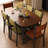 Brown+Black Rectangular Solid Wood Dining Table-280961712