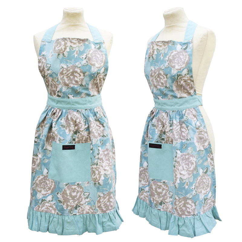 Floral Bib Apron, Duck Egg
