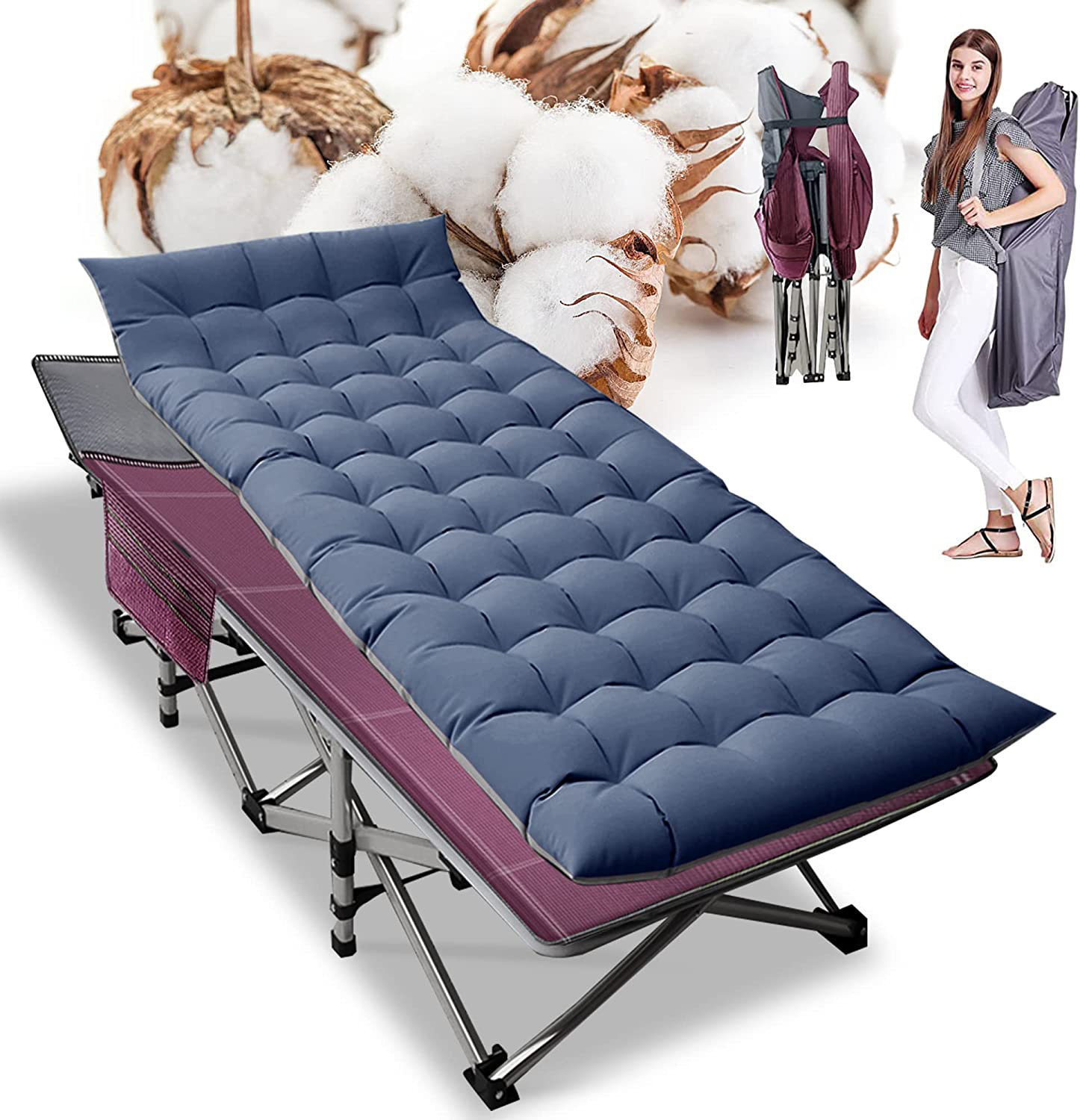 LEISUIT Rollaway Guest Bed Cot Fold Out - Portable 75 x 31 x 14inch