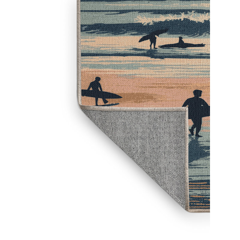 Washable Dawn Patrol Coastal Area Rug, Round 6'