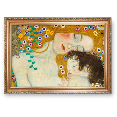 The Three Ages of Woman Detail 1905 Canvas Art Print by Gustav Klimt Framed Size:34.5x24.5 inches,Image Size:30x20 inches World Classic Reproductions For HomeDecor, Luxurious Gold Embossing Frame