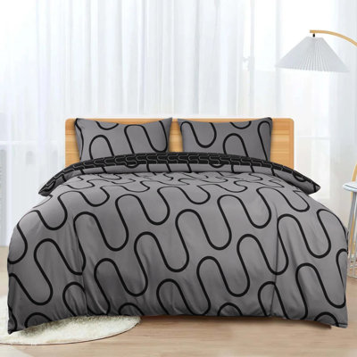 Airville Microfiber Geometric Shapes Duvet Cover Set with Pillowcases