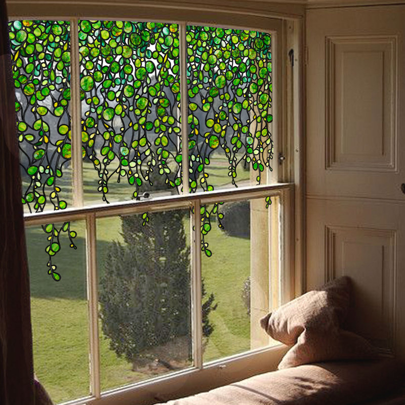 Plants & Flowers Non-Wall Damaging Window Decal, Green