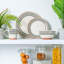 Nicola Spring - Stripe Rim Stoneware Dinner Plates - 26cm - Monochrome