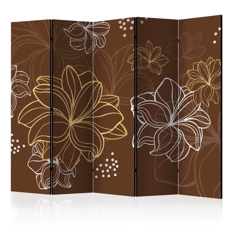 Hamdi 225cm W x 172cm H 5 - Panel Solid Wood Folding Room Divider