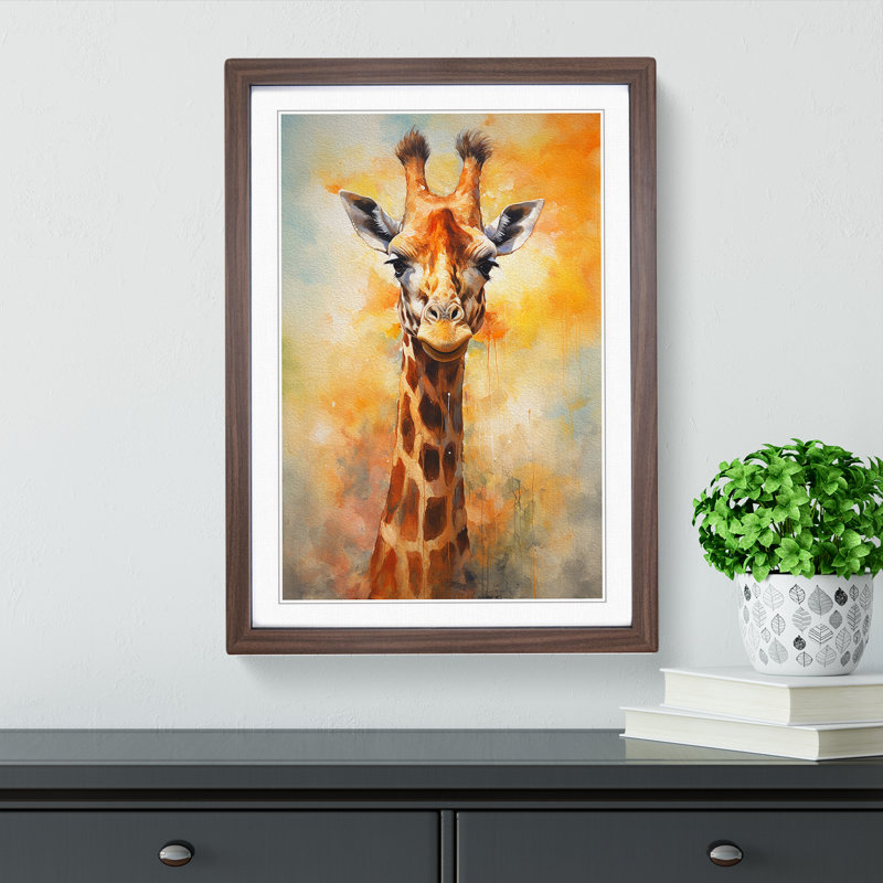 Giraffe Abstract - Framed Print, Walnut, 46cm H x 34cm W x 2cm D