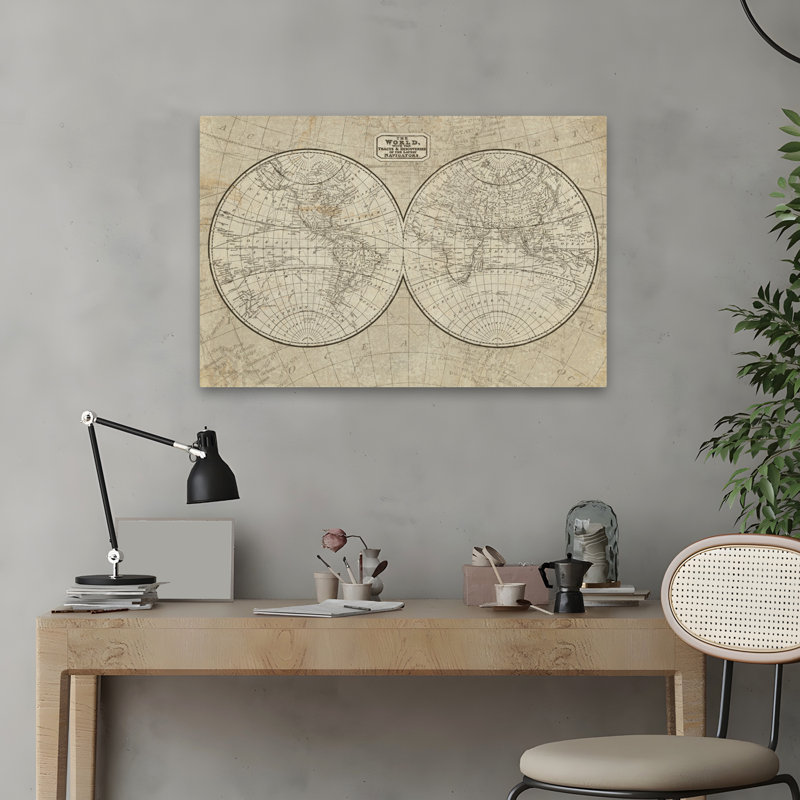 World Map - Continents Countries Globe Map, 24" H x 16" W
