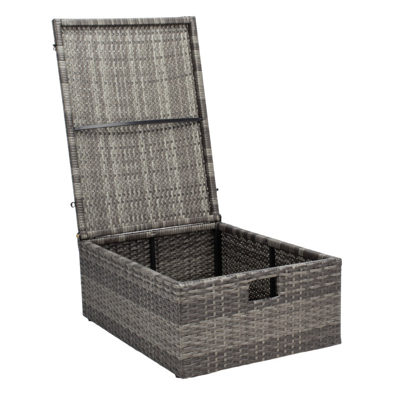 Chaise de patio avec coussins et repose-pieds Jannik Pramla, Blanc, Brun gris
