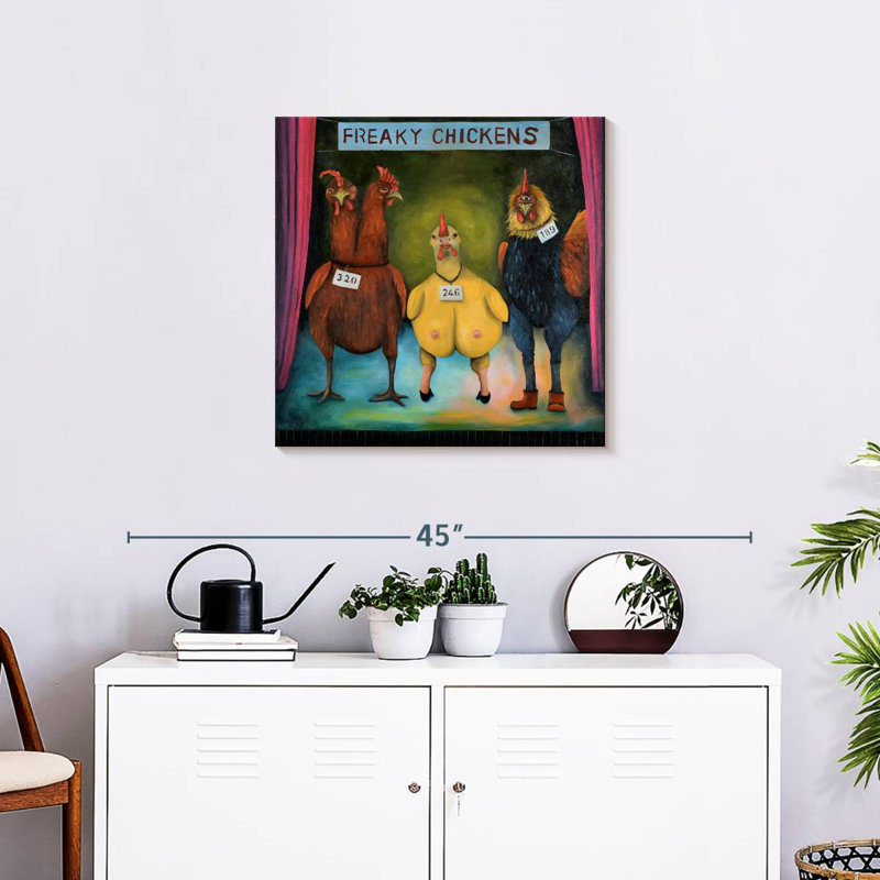 Crowle Freaky Chickens, 24" H x 24" W