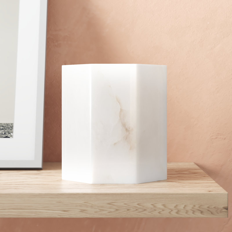 Med. Alabaster Octagonal Votive 6"Dia, 5" H x 5" W x 5" D