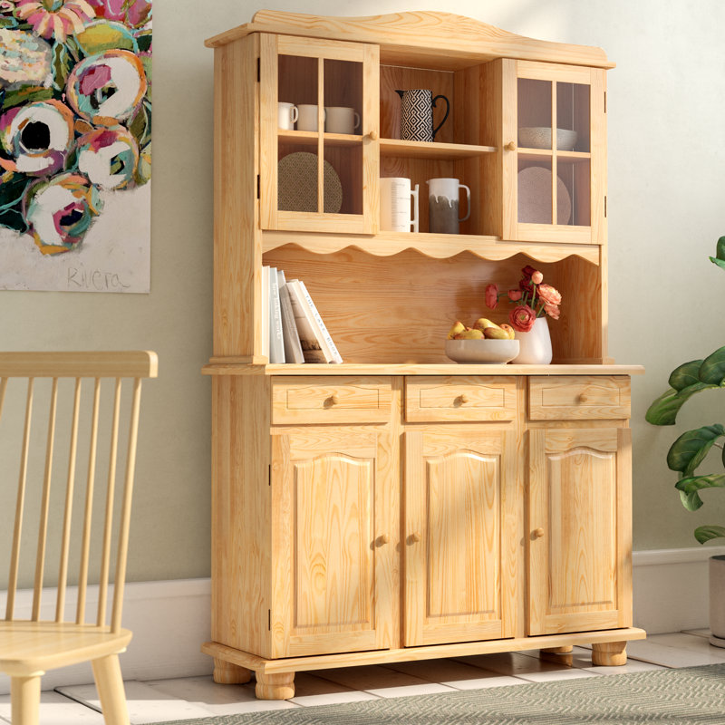 Display Cabinet Valencia - Solid Wood, Natural Brown