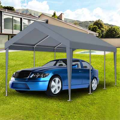 Bâche de garage imperméable de 3 x 6 m (10 x 20 pi), renforcée par 72 boucles élastiques. En polypropylène gris. Parfait pour les abris de voiture. Installation facile et rapide. Remplace l'auvent ou l'abri de votre abri de voiture.