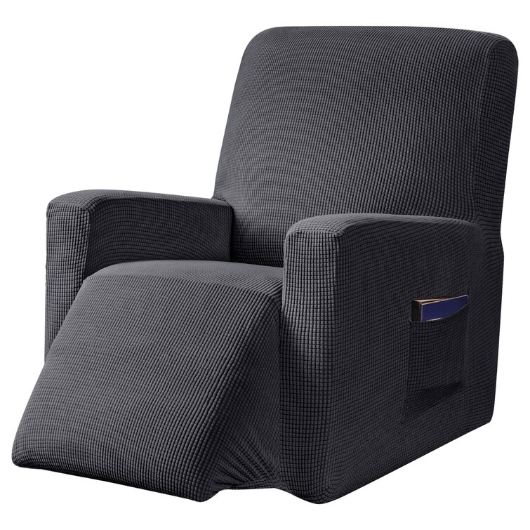 Box Cushion Recliner Slipcover Rebrilliant Size: 103 H x 34 W x 23 D, Fabric: Gray Velvet