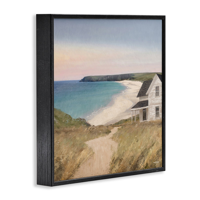  Cottage Down By Shore Framed Giclee Art by Amber Sterling, Midnight Black Framed Giclee, 12" H x 12" W