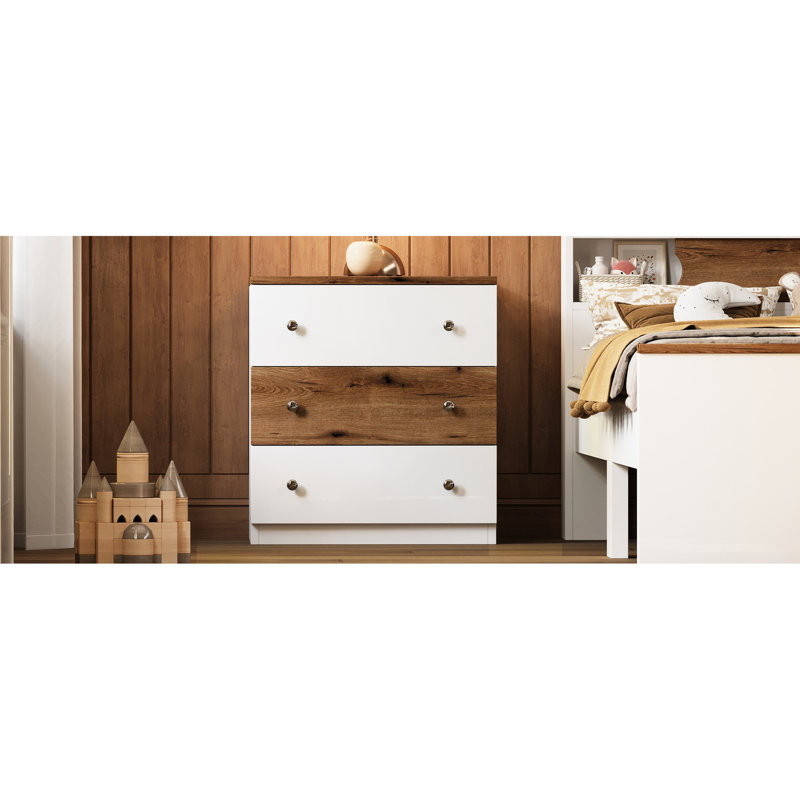 Table de chevet 3 avec fonction et poignée en métal robuste - Unité de rangement pour chambre à coucher