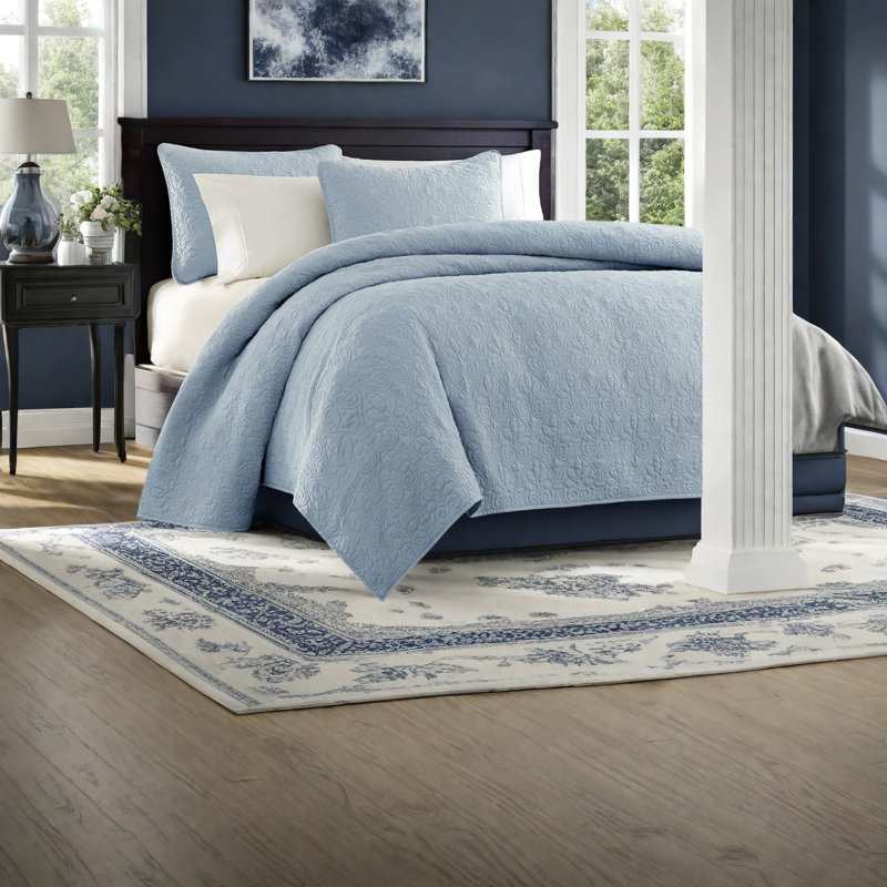 Ensembles de literie confortables en coton, à motif bleu, réversibles pour le confort de la chambre à coucher
