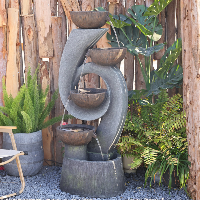 Markiece Hand Crafted Weather Resistant Floor Fountain with Light