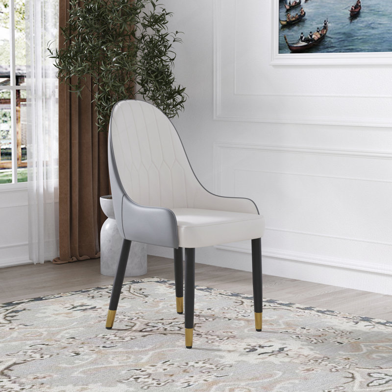 Chaise rembourrée en polyuréthane, Gris, Blanc