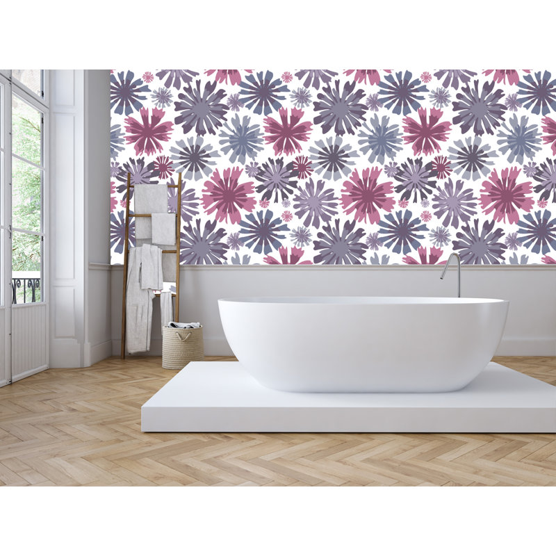 Rouleau de papier peint adhésif et colle 10 pi x l 24 po modern style fleurs Agora