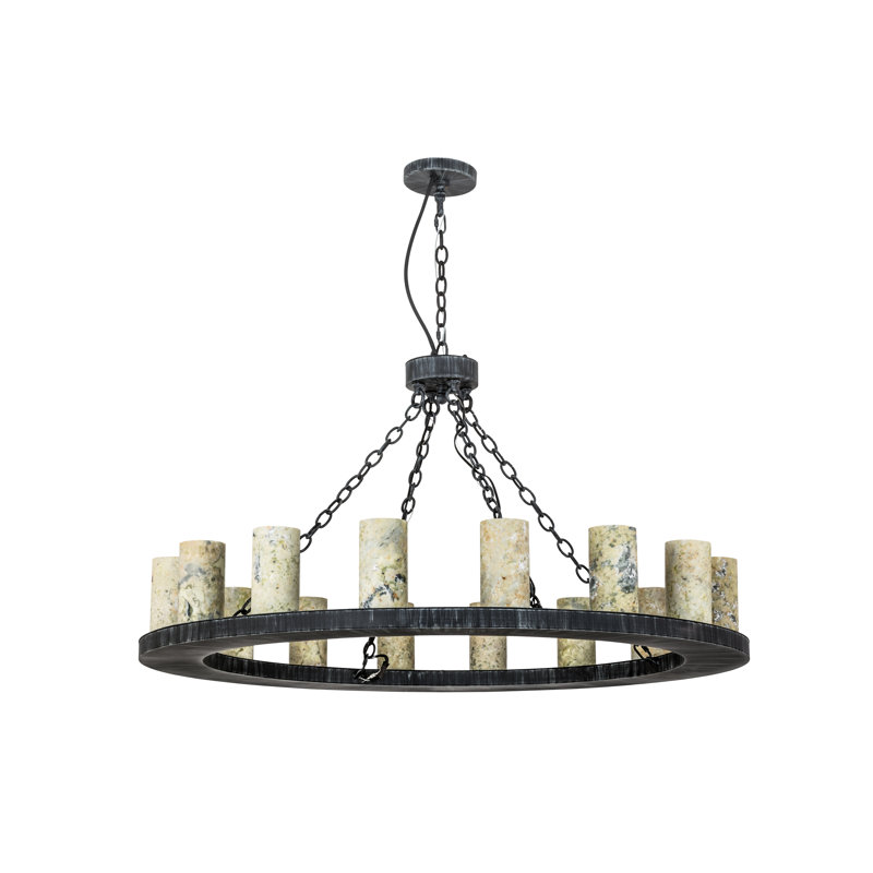Lustre en forme de roue de chariot à 16 lumières