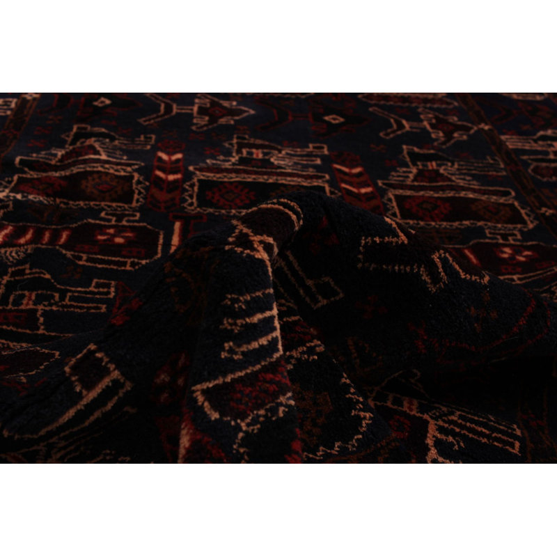 Tapis unique en laine noué à la main style Oushak brun et noir de 3 pi 8 po x 6 pi 8 po années 2010 Quintesha