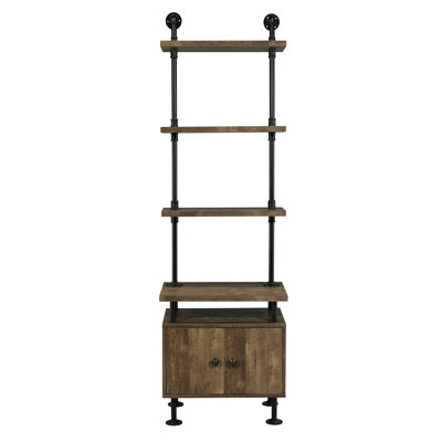 Jetée latérale en chêne rustique et noir Vespucci avec tablette et armoire