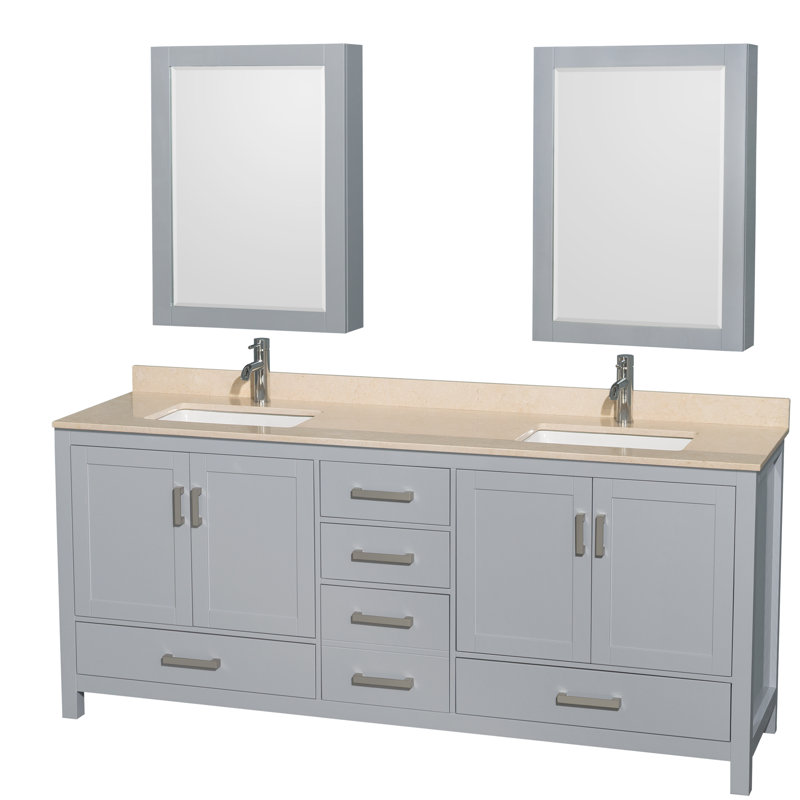 Sheffield 79" Double Bathroom Vanity Base Only, Gray